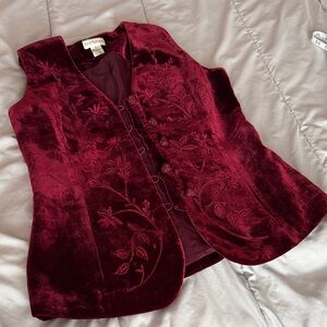 Ann Taylor Burgundy Velvet Vest